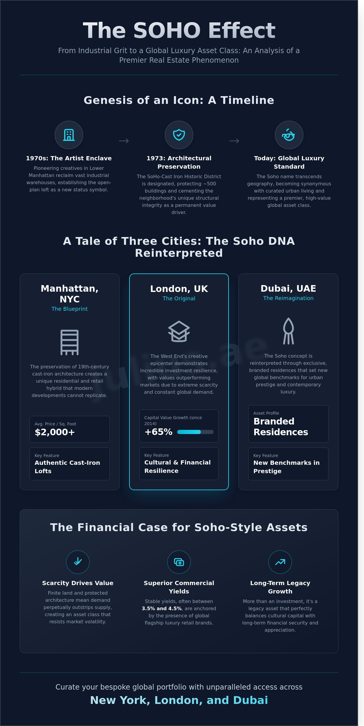 Soho: A Global Icon of Luxury Real Estate and Urban Sophistication - Infographic